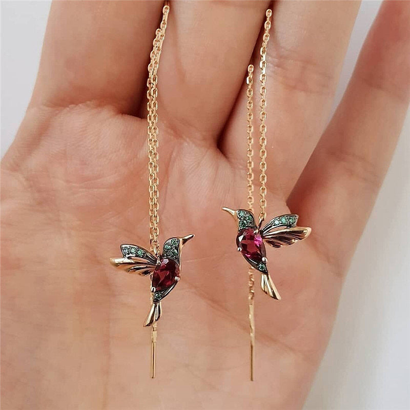 ✨ GraceWing Drop Earrings – Hummingbird & Tassel Design 🤍 - One For All